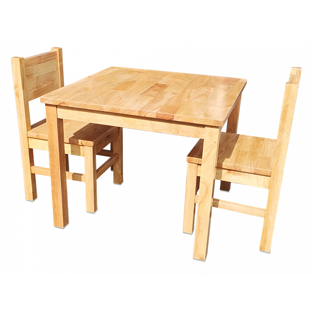 Table et 4 chaises en bois de pin écologique montessori pour enfants | pin  blanc & naturel