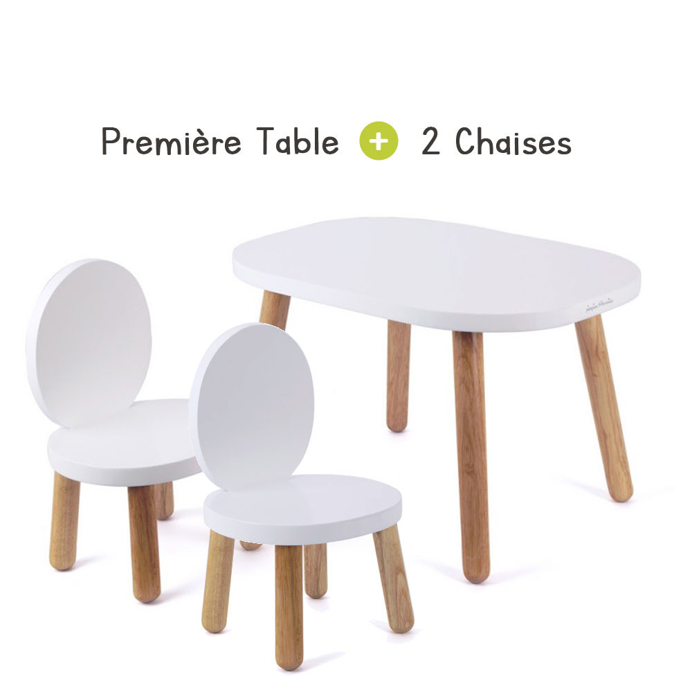 Ensemble Table Et Chaise Enfant 12 Mois Montessori Ovaline Blanc