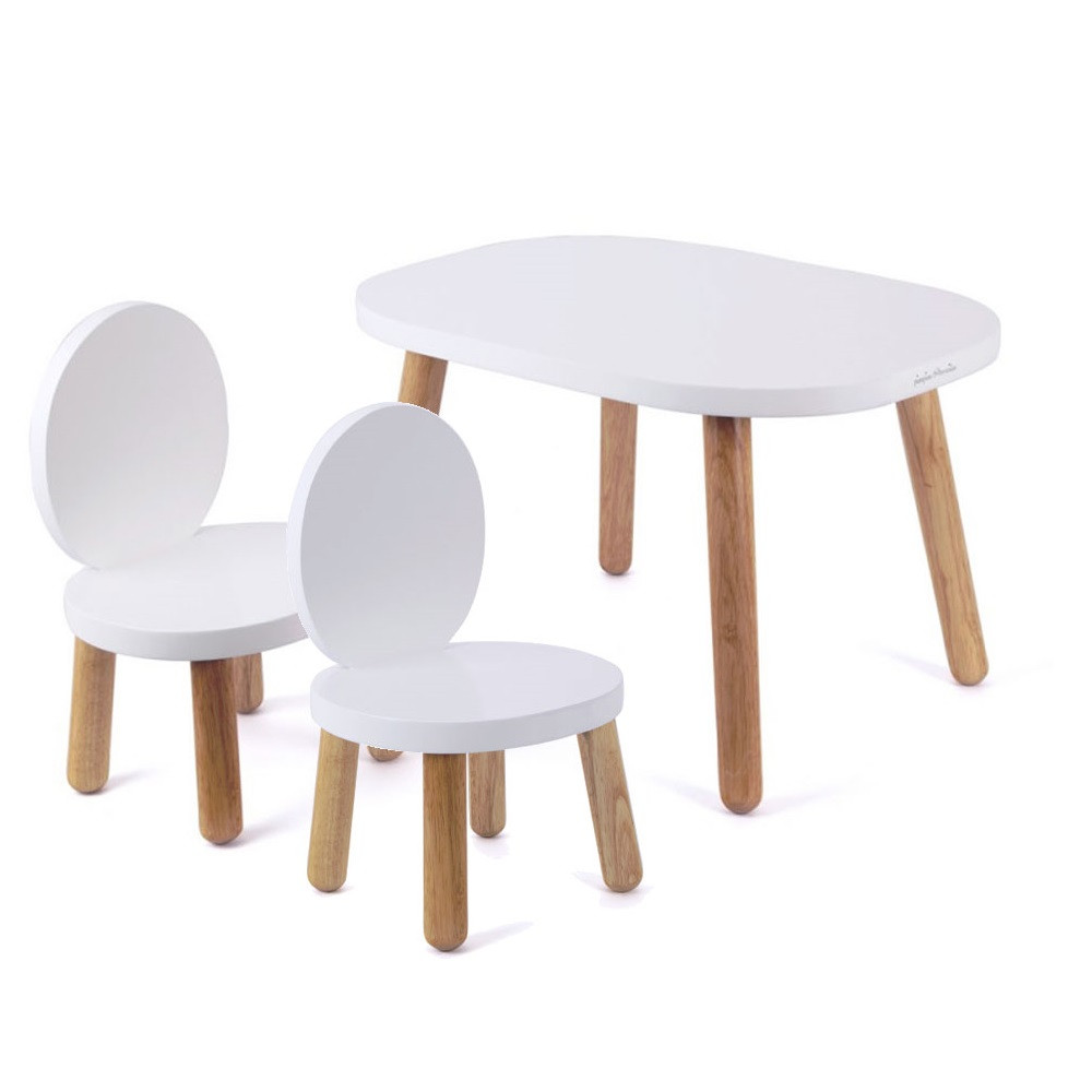 Ensemble table et chaises enfant - ovaline blanc - 1-4 ans Couleur blanc  Pioupiou Et Merveilles