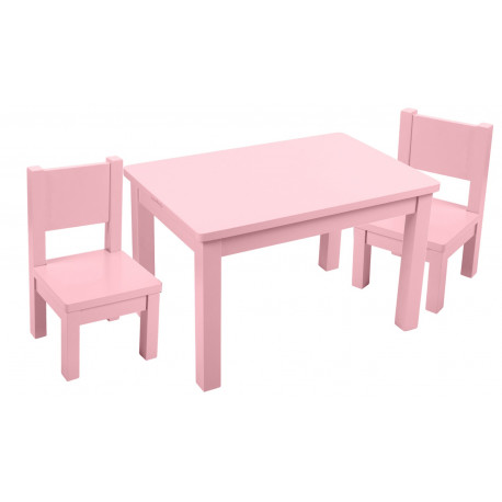 Ensemble Table et Chaise pour Enfant Inclus 1 Table et 2 Chaises Bonne  Protection en Bois Courbé Rose - Costway