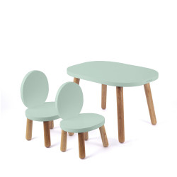 Ensemble Ovaline - Table et Chaises enfant 1-4 ans - Vert sauge