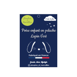 Poire en peluche pour enfant - Lapin vert - Made in France