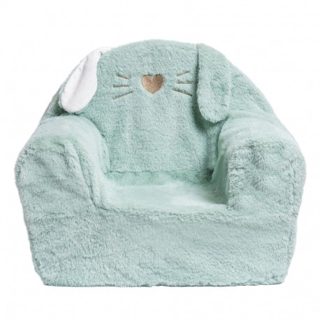 Fauteuil en peluche pour enfant - Lapin vert - Made in France