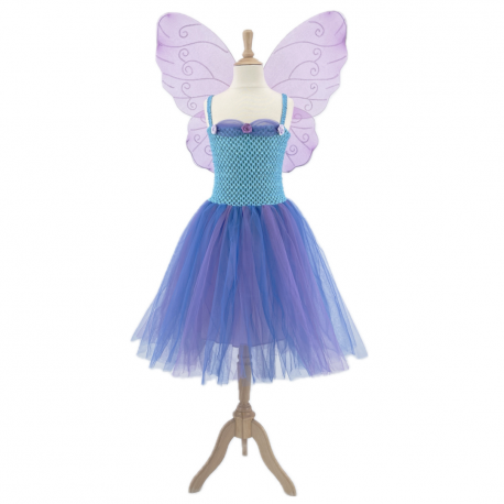 Robe de fée - Mélusine- Bleu et Violet - 3-4 ans